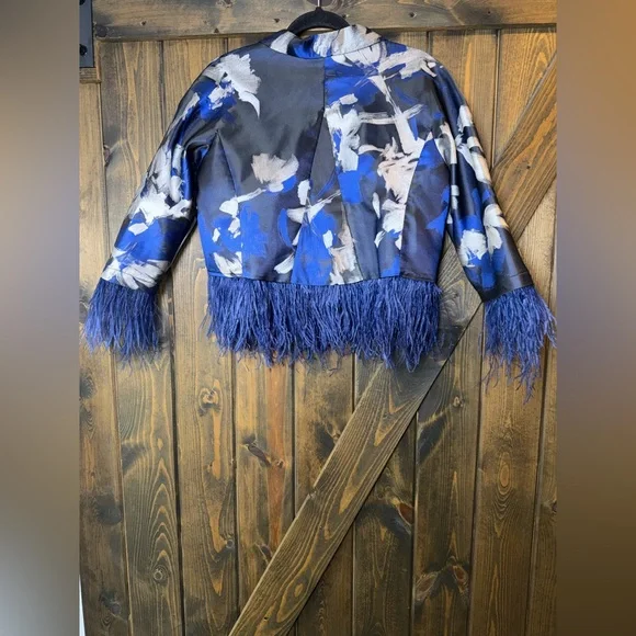 Rickie Freeman Teri Jon Jacket Skirt Fringe Trim Set - Picture 3 of 13